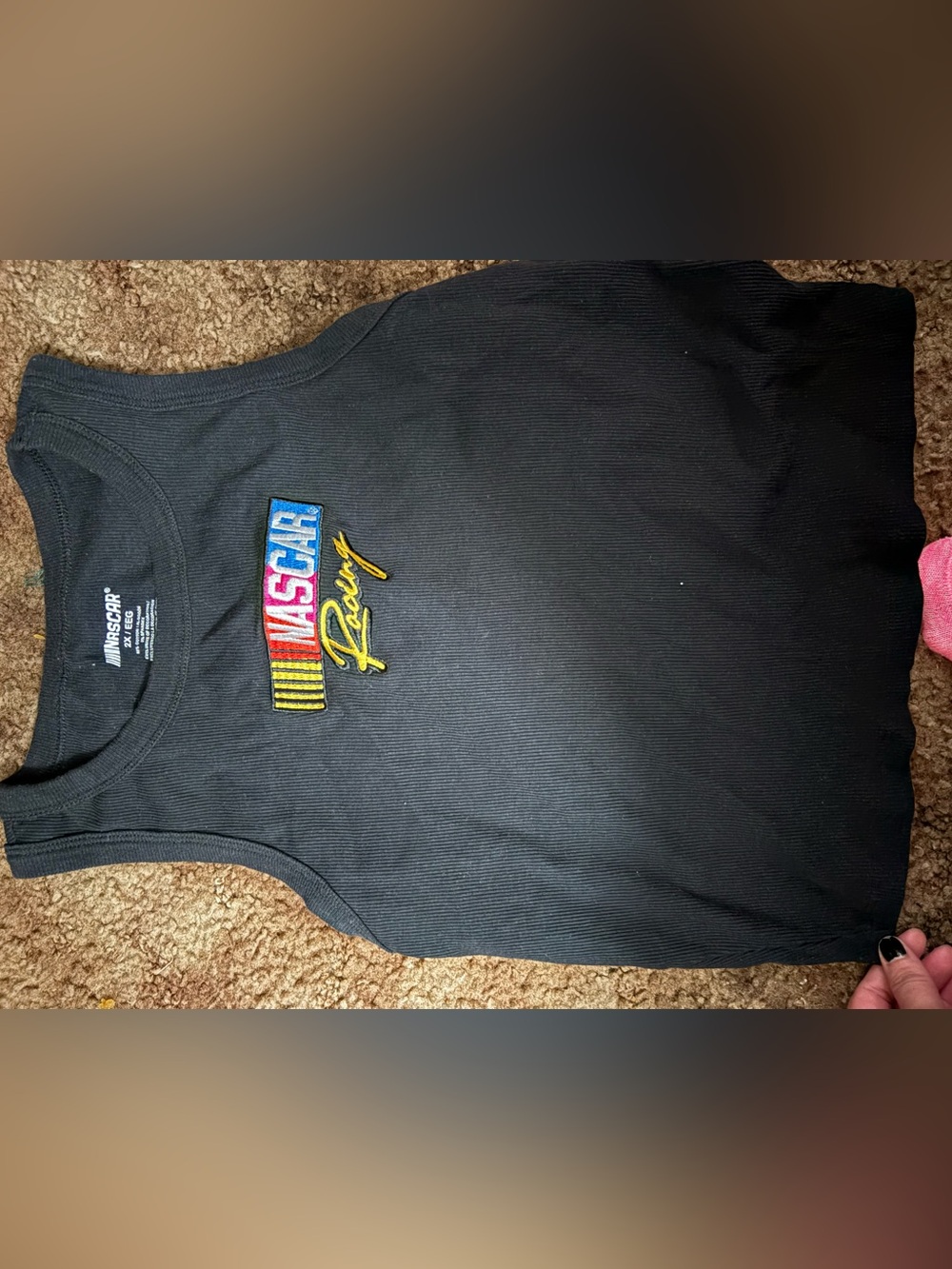 Nascar Black Tank Top with Multicolor Embroidered Logo